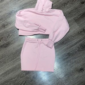 Cropped Hoodie Skirt Set
